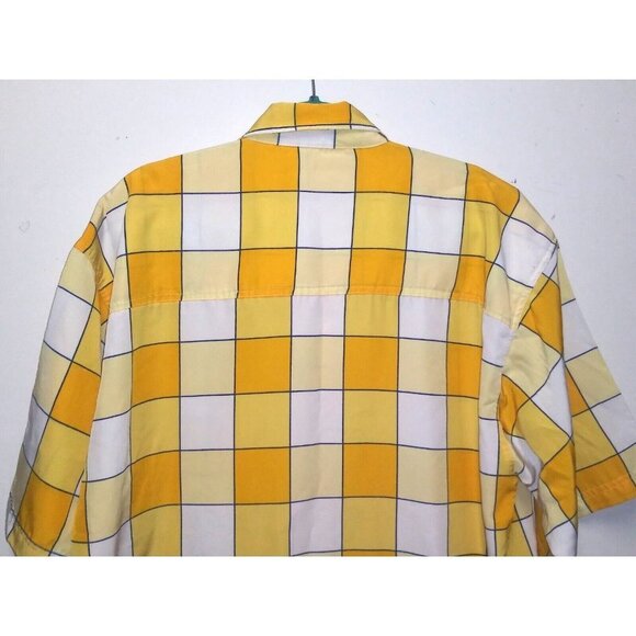 Mens Yellow Checkered Shirt 2XL Windowpane Plaid collared Stardom Collection EUC - Picture 7 of 10